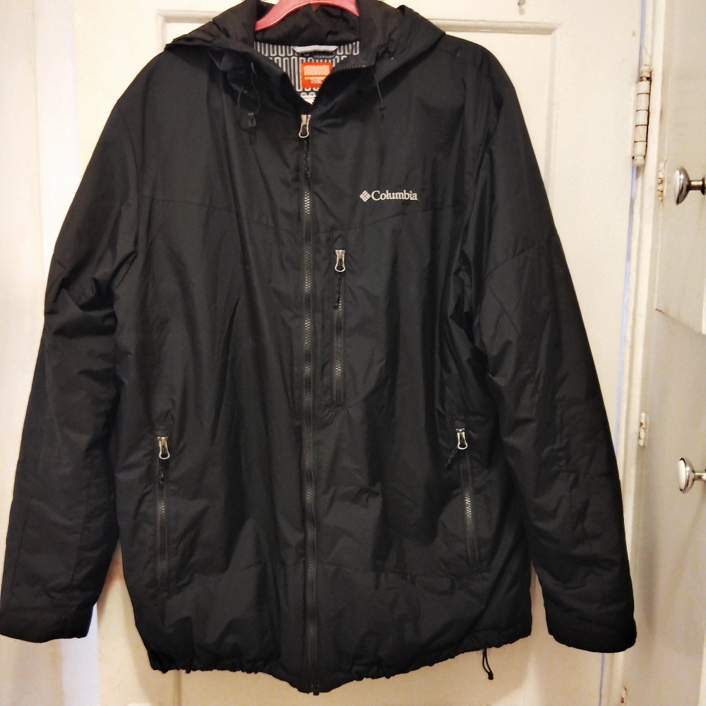 Men Columbia Thermal Coil Hoodie  Puffer Zip Up Windbreaker Jacket Black Large L